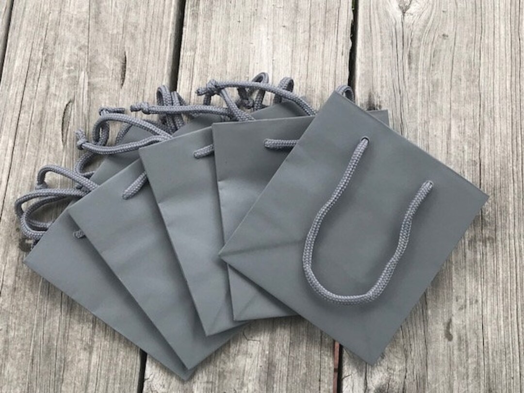 50 Pack Gray Gift Bags 5.5 X 3.5 X 6 Heavyweight Paper/slate Gray/grey
