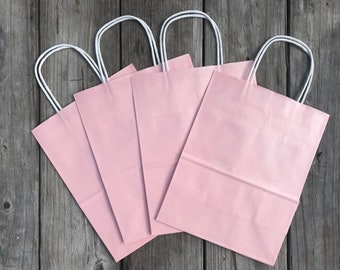 20 Pack Light Pink Gift Bags 8"x4"x10"/Wedding Welcome Bags/ Baby Pink Gift Bags