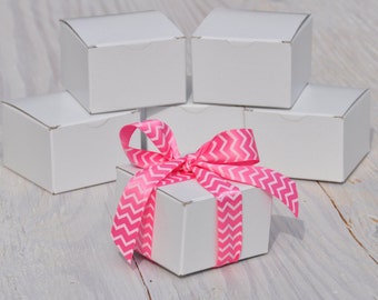 25 White Gift Boxes 3x3x2 One Piece with Tuck Lid