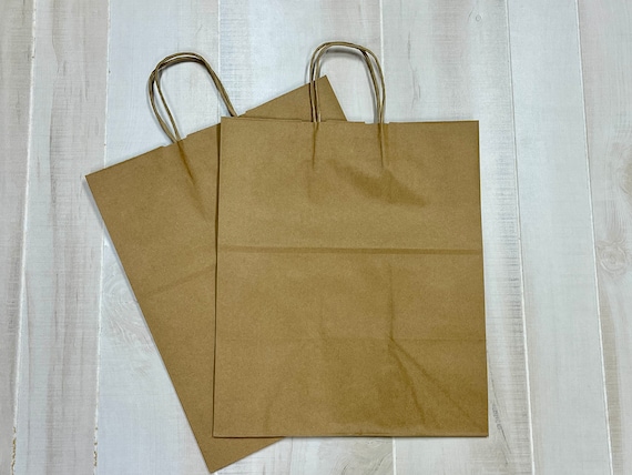 100 Pack 10x5x13 Natural Kraft Paper Handle Gift Bags Etsy