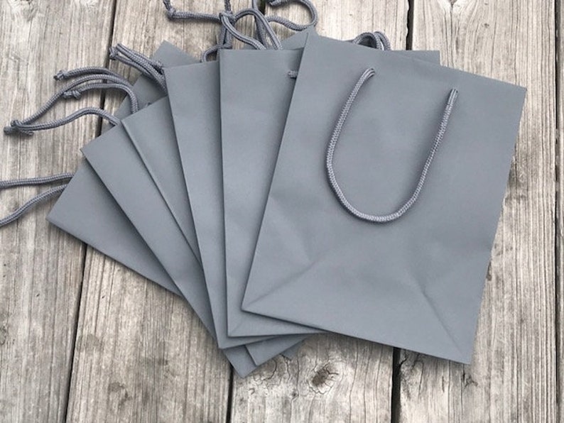 10 Pack 8x4x10 Gray Gift Bags Heavyweight Paper/charcoal Etsy
