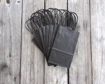100 Pack Black Kraft Gift Bags with Handle 5.5x3.25x8