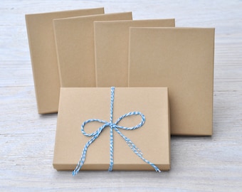 50 Kraft 7x5.5x1 Gift Jewelry Necklace Boxes with Cotton Fill Invitation Natural Craft Standard Size 75