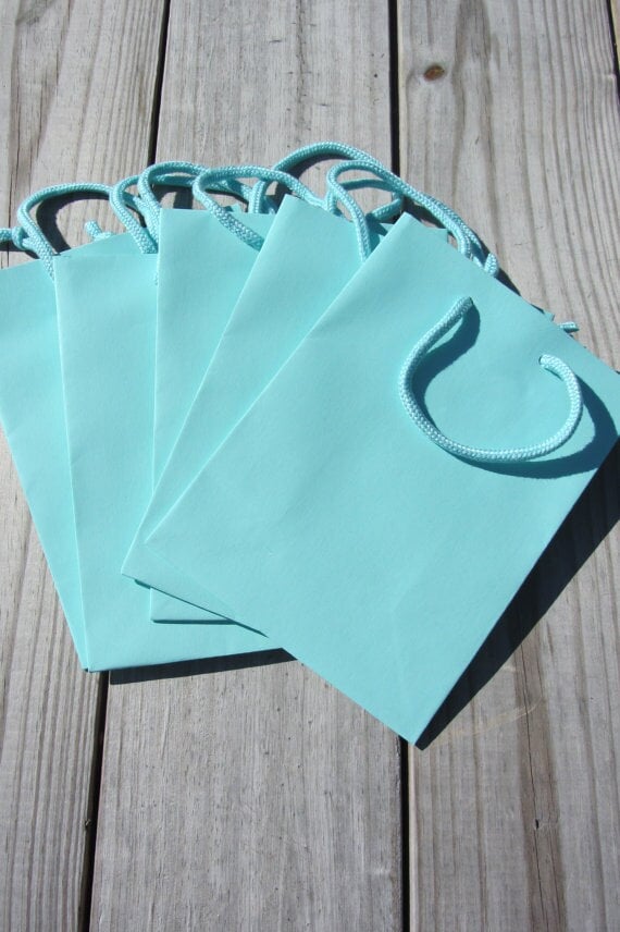 50 Pack -  6.25"x3.5"x8.5" Robins Egg Blue/Turquoise Gift Favor Bags Heavy-Weight Paper