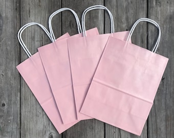 50 Pack Light Pink Gift Bags 8"x4"x10"/Wedding Welcome Bags
