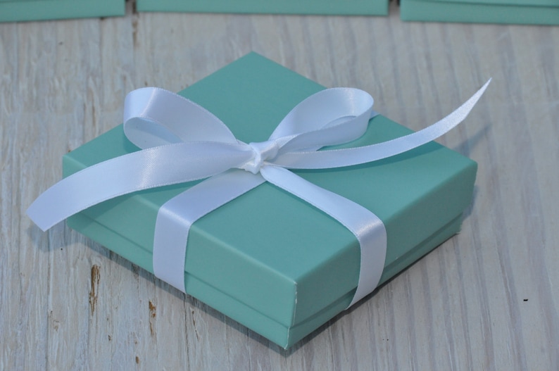 100 Turquoise Matte Gift Jewelry Boxes 3.5x3.5x1 Square Retail Presentation with Cotton Fill Robins Egg Blue