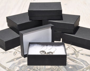 20 Black Matte 3.25x 2.25x1 Gift Jewelry Boxes Retail Presentation with Cotton Fill Size 32