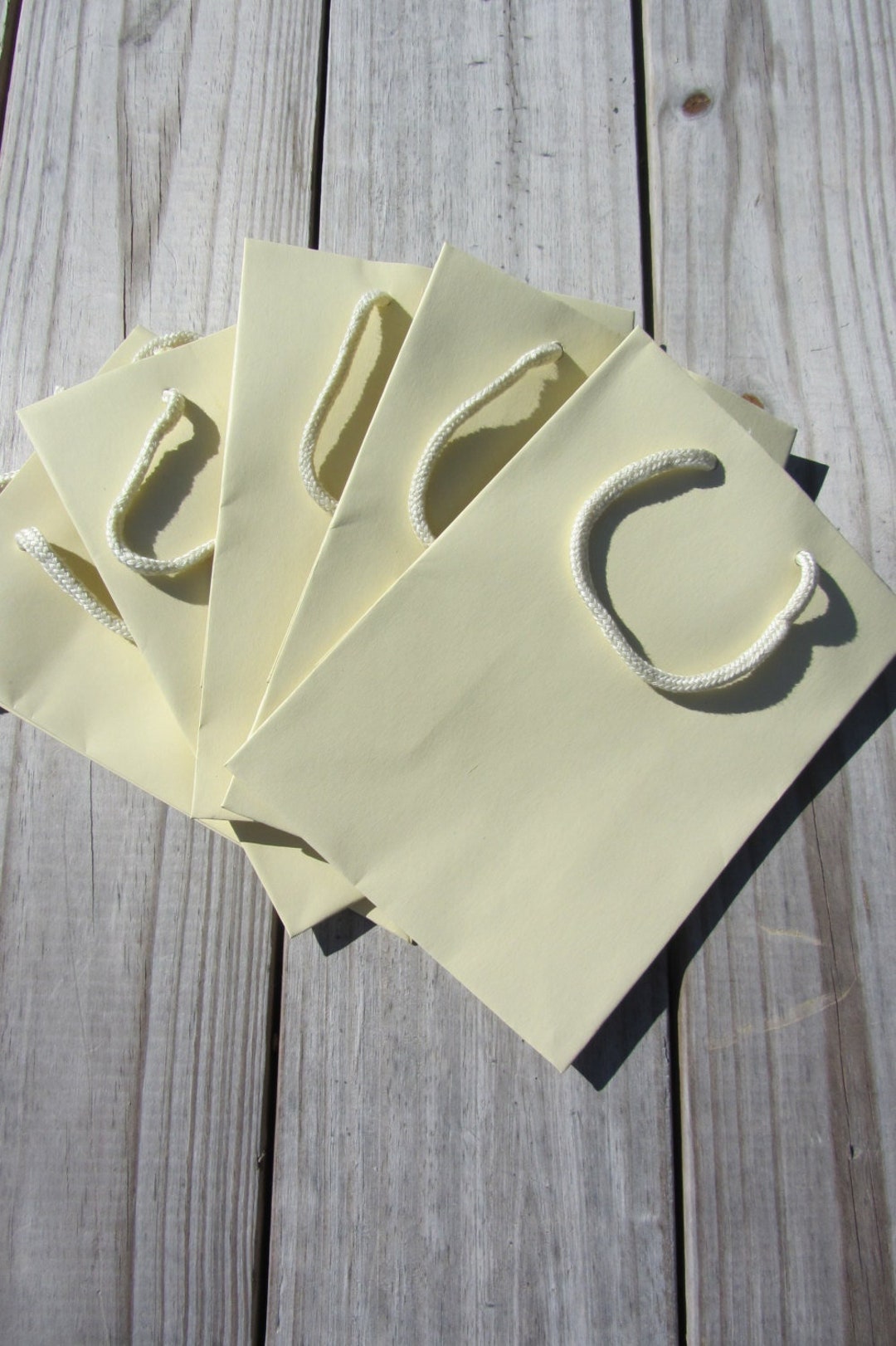 50 Pack Yellow Gift Bags 8x4x10 Heavyweight Paper Etsy