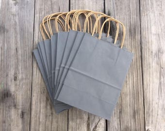 50 Pack Gray Gift Bags/Wedding Welcome Bags 8"x4"x10"/Grey Gift Bags/Charcoal Grey Gift Bags