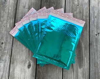 100 Pack 6.5"x9" Metallic Teal Bubble Mailers