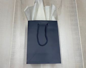 10 Pack -  6.25"x3.5"x8.5"  Navy Blue Gift Bags Heavy-Weight Paper