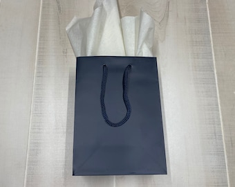 100 Pack -  6.25"x3.5"x8.5"  Navy Blue Gift Bags Heavy-Weight Paper