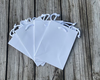 20 Pack - 6.25"x3.5"x8.5" White Gift Bags Heavy-Weight Paper