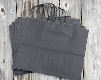 100 Pack- Black Kraft Shopping Bag 16x6x12/Large Handle Gift Bag
