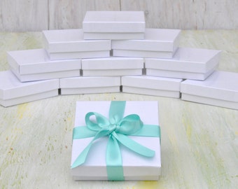 gift jewelry presentation box 100 Jewelry Boxes 3.5x3.5x7/8 White Gloss Retail Presentation with Cotton Fill
