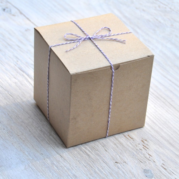 100 Kraft 6x6x6 Box One Piece with Tuck Lid Gift Favor Box