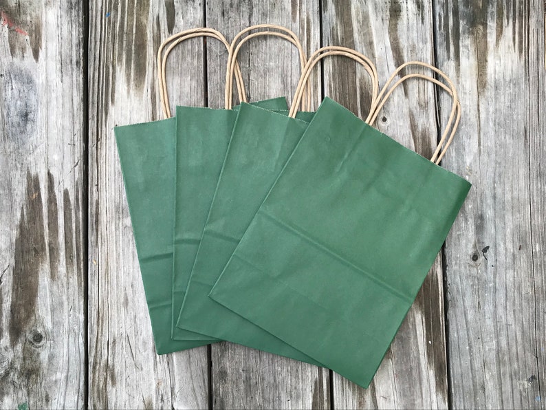 50 Pack Forest Green Gift BagsKelly Green Gift BagsWedding Welcome Bags8x4x10