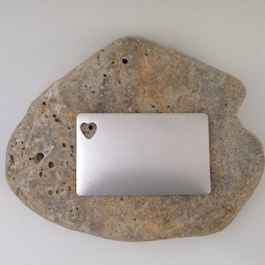 5 UK made blanks Aluminium metal hand stamping blanks wallet inserts with heart cut out in one corner.