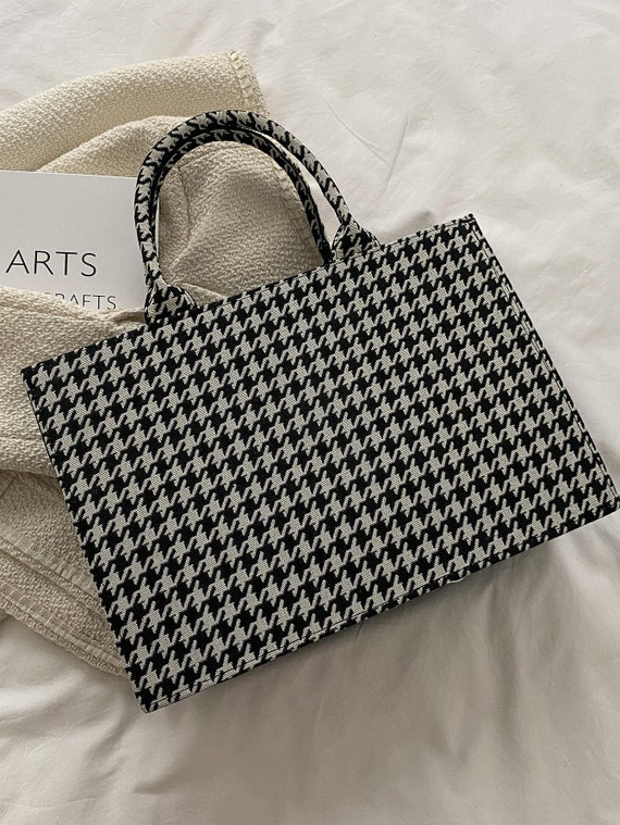 Houndstooth Pattern Top Handle Bag, Mothers Day Gift For Mom