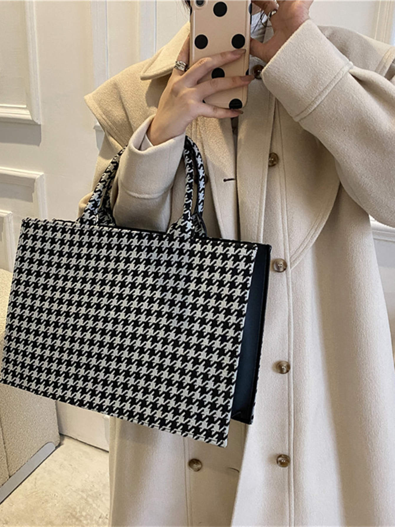 Houndstooth Tote with Cosmetic Bag Insert - St. Jude Gift Shop