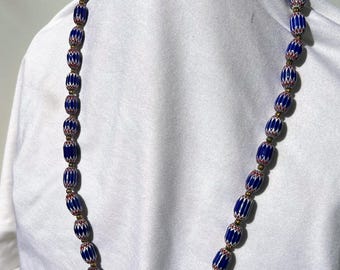Antique Venetian Trade Bead Necklace: Royal Blue African Beads