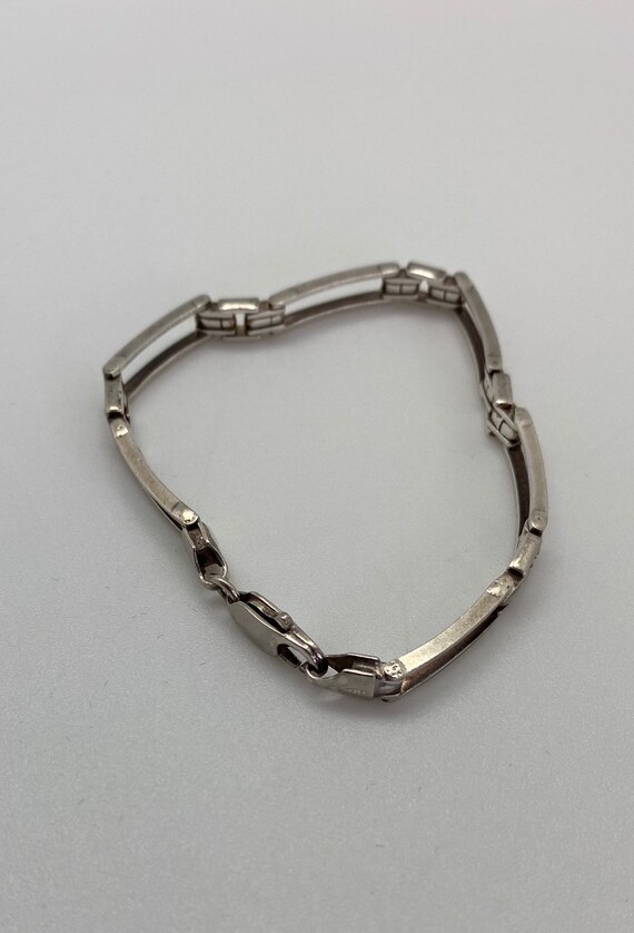 Italian Sterling Silver Rectangular Link Bracelet - image 6