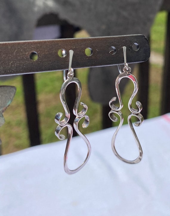 Scroll Design Screwback Sterling Silver Earrings - image 2