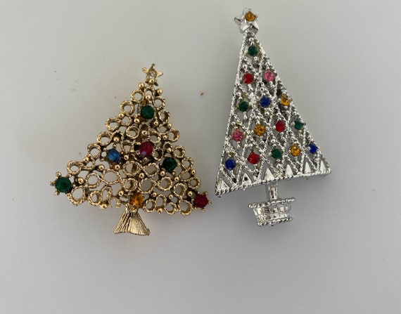 Two Unmarked Vintage 1960 Christmas Tree Pins Bro… - image 8