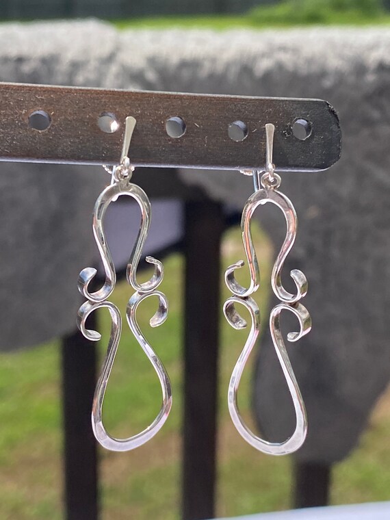 Scroll Design Screwback Sterling Silver Earrings - image 4