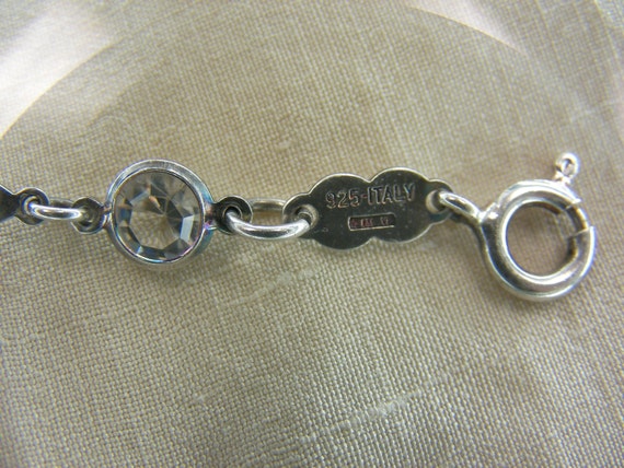 Sterling Silver Crystal Bracelet, ITALY 925 - image 2