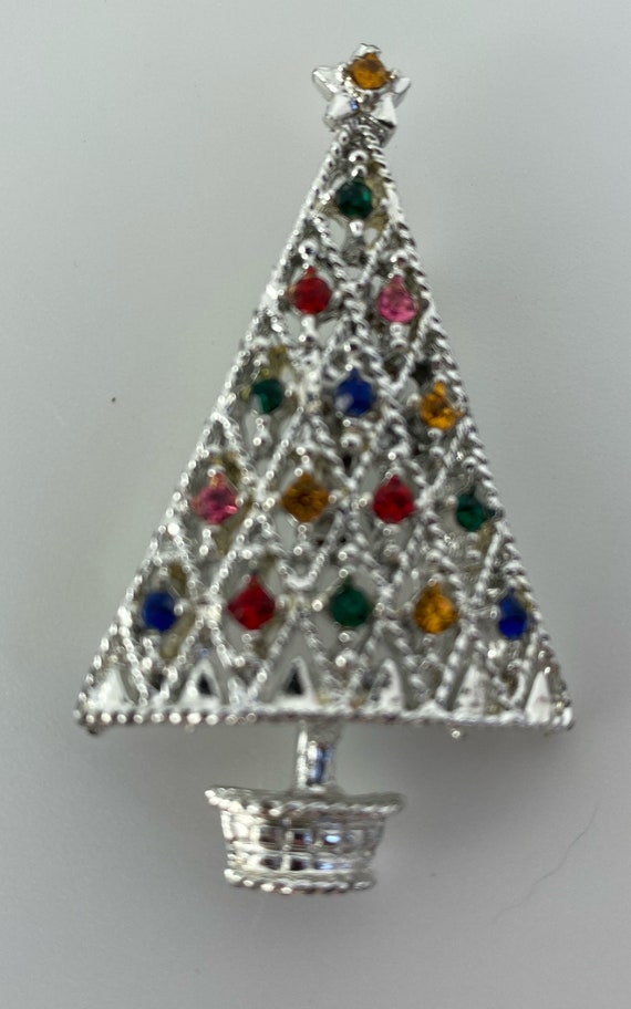 Two Unmarked Vintage 1960 Christmas Tree Pins Bro… - image 5