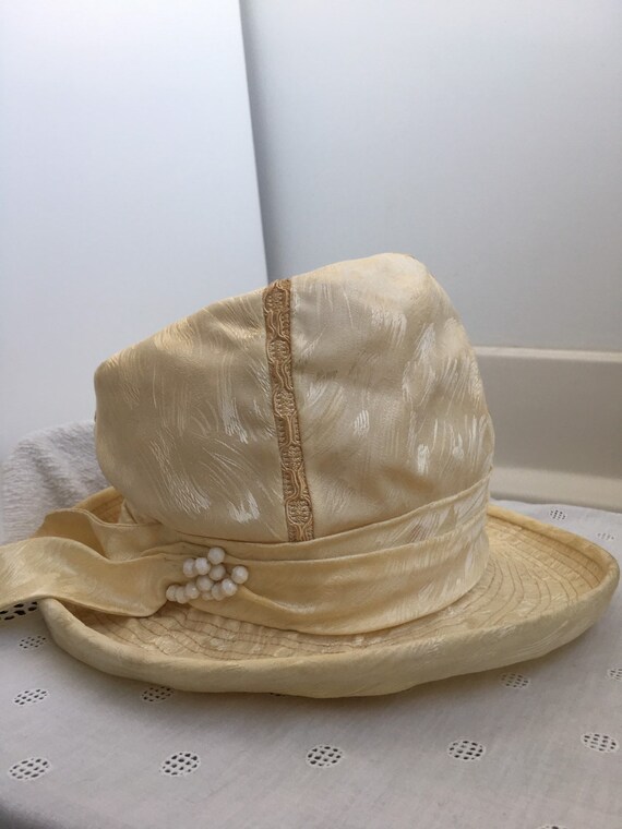 Cream brocade cloche hat vintage 1930 - image 4