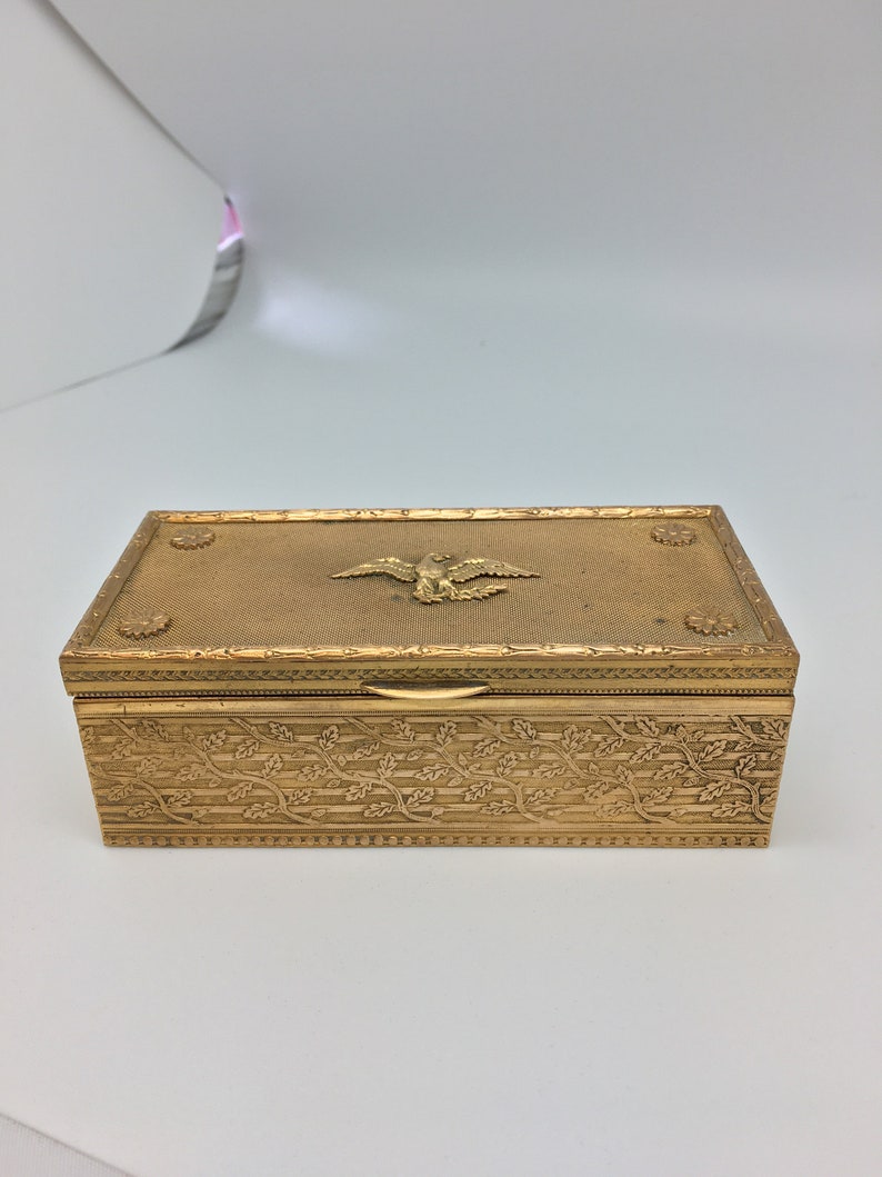 Brass Stamp Box With Colonial Motif and Eagle Etsy