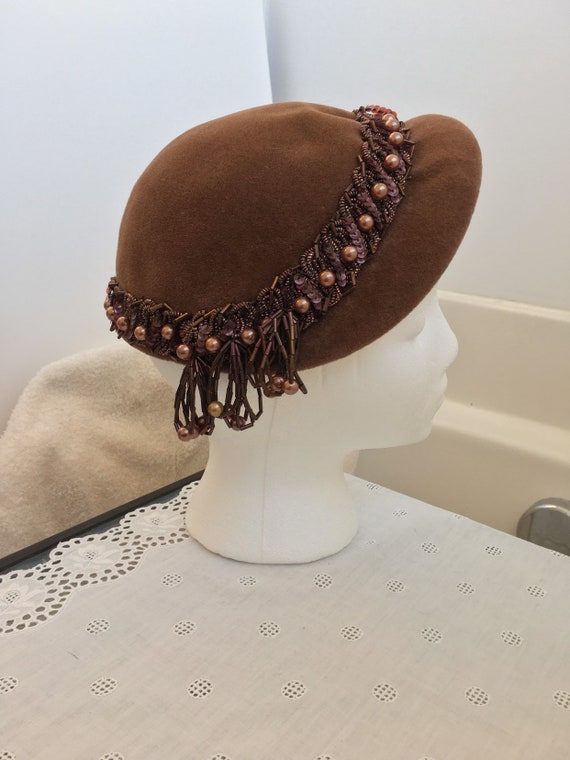 Brown Wool Felt Flapper cap hat