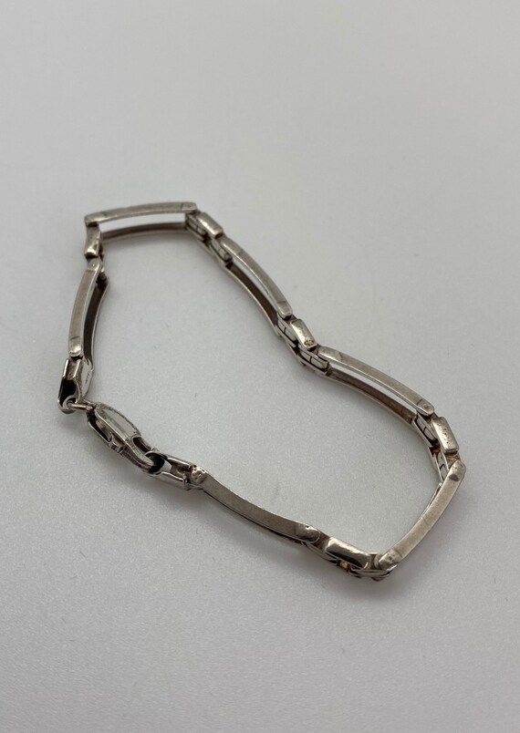 Italian Sterling Silver Rectangular Link Bracelet - image 7