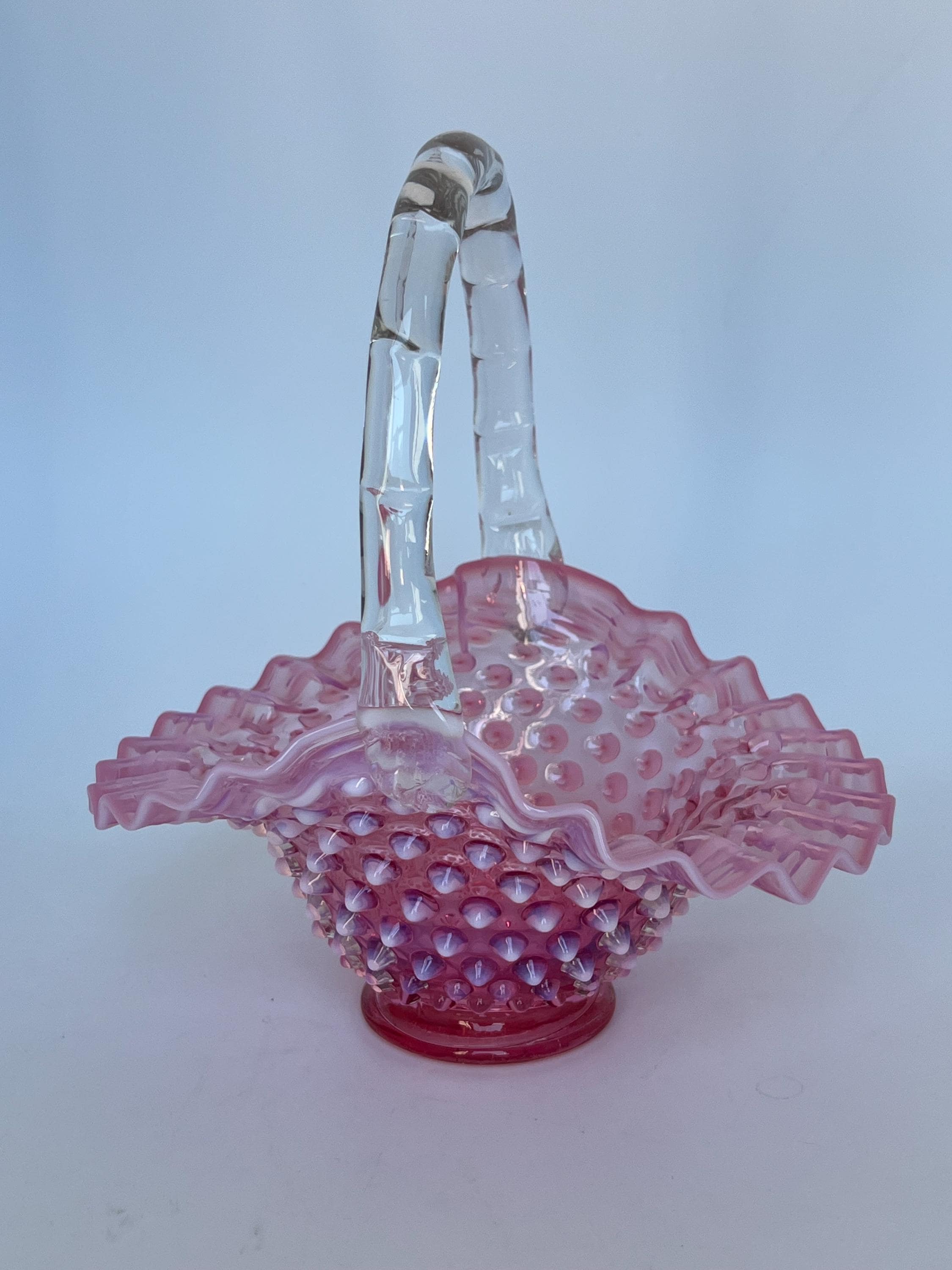 Fenton Glass Cranberry Opalescent Hobnail Glass Basket - Etsy