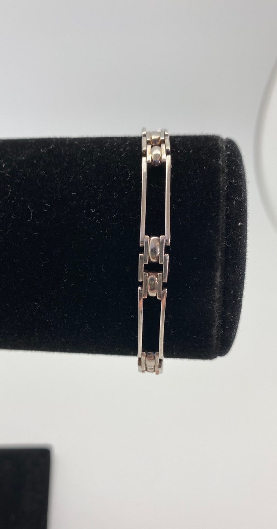 Italian Sterling Silver Rectangular Link Bracelet - image 1