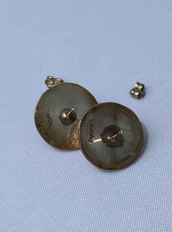 Navajo Shield Motif pierced Earrings with malachi… - image 6