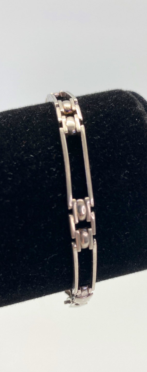 Italian Sterling Silver Rectangular Link Bracelet - image 2