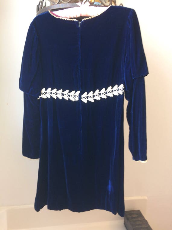 blue velvet butterfly mini dress vintage 1960 - image 6