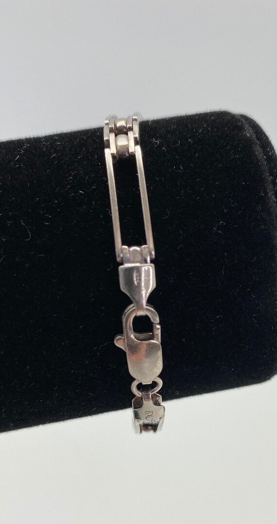 Italian Sterling Silver Rectangular Link Bracelet - image 4