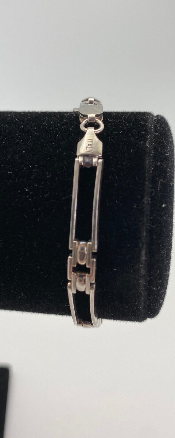 Italian Sterling Silver Rectangular Link Bracelet - image 3