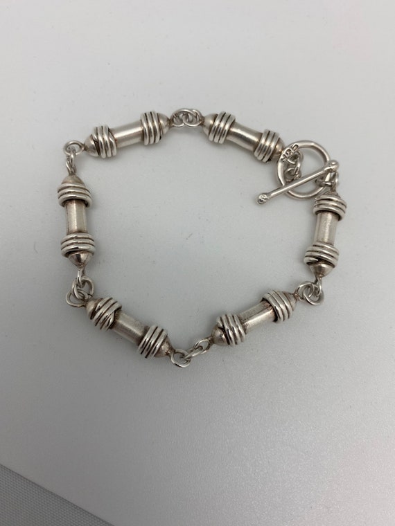 Sterling silver barrel link handmade unisex bracel