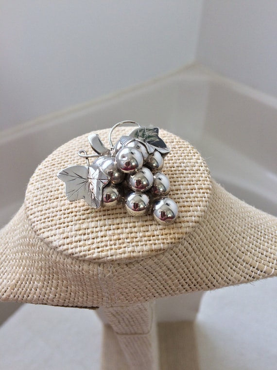 Sterling silver grape brooch