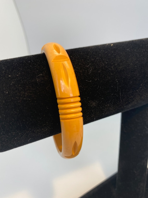 Carved Butterscotch Bakelite Bangle