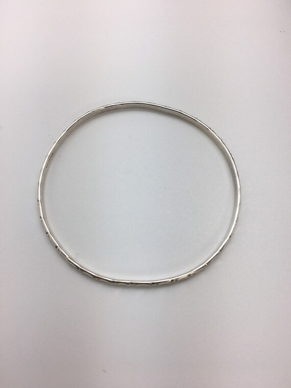 Embossed sterling bangle bracelet - image 8