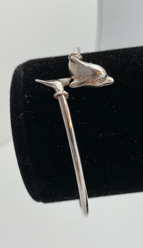 Dolphin Sterling Silver Bangle Bracelet - image 1