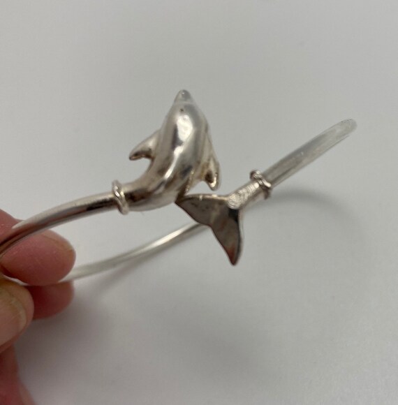 Dolphin Sterling Silver Bangle Bracelet - image 2