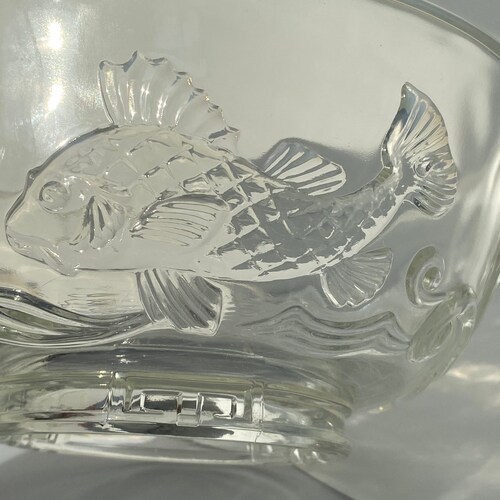 Ted Mehrer for Verlys French Glass Opalescent Three shops Fish Bowl Vintage 1950