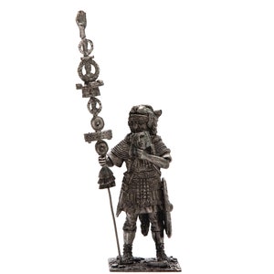 blik 54mm. Pax Romana. Signifer van Manipel. 1 c. 1:32 n.Chr. Metalen sculptuur